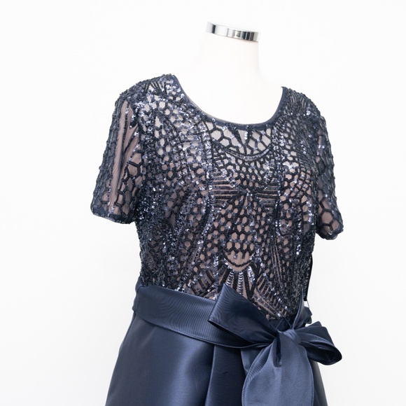 R&M Richards –  Sequin & Satin Mother of the Bride Midi Gown - Picture 7 of 12